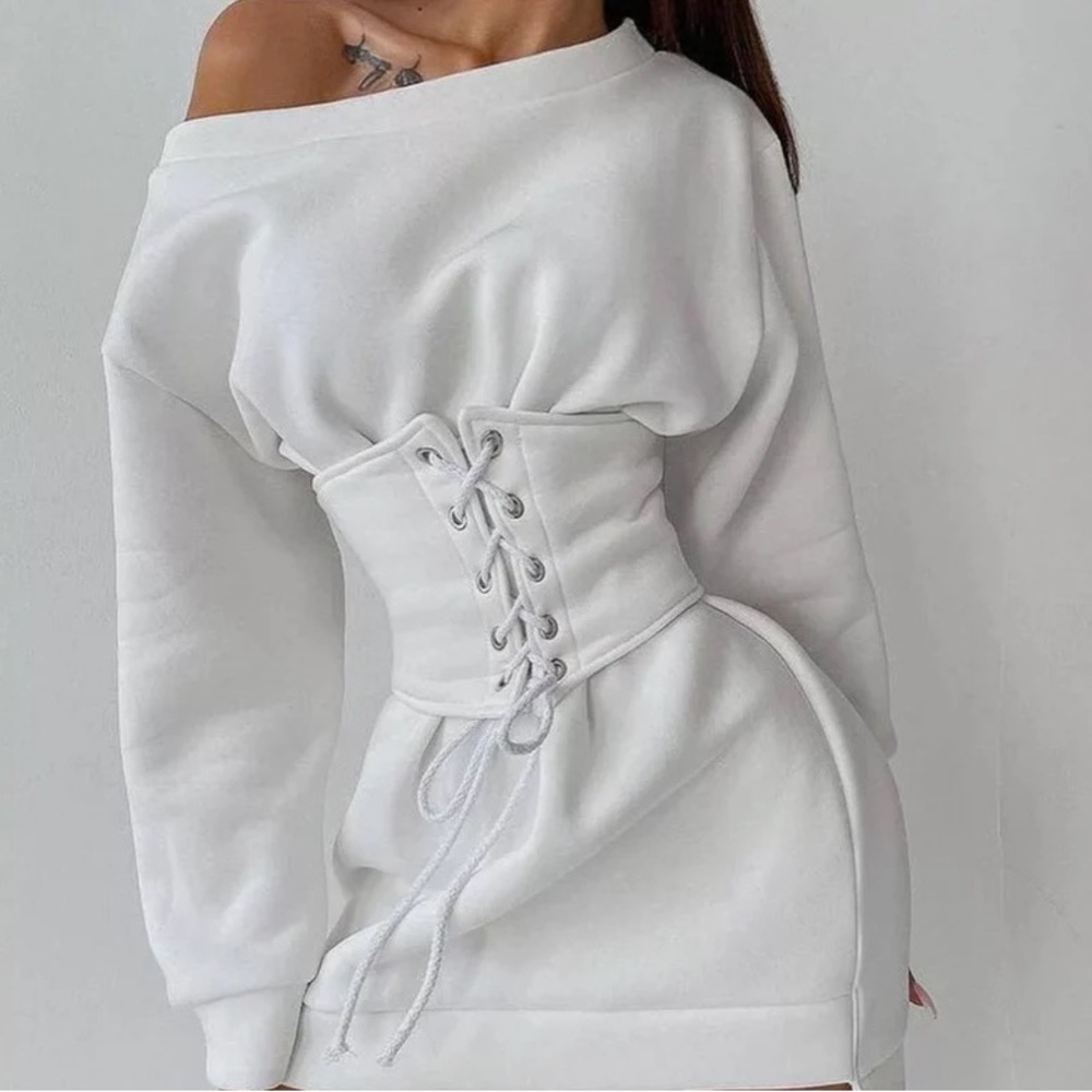 2 pieces set: Corset Lace Up + Long Sleeve Hoodies